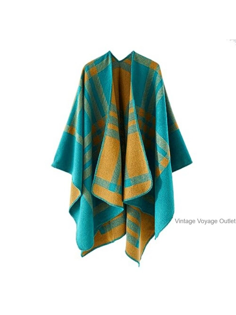Knitted Shawl Wrap Open Front Poncho Scarf Warm Acrylic Blend Cape